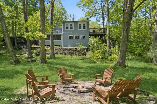 194 High Falls Rd, Saugerties, NY 12477 - view of yard featuring an outdoor fire pit and a deck