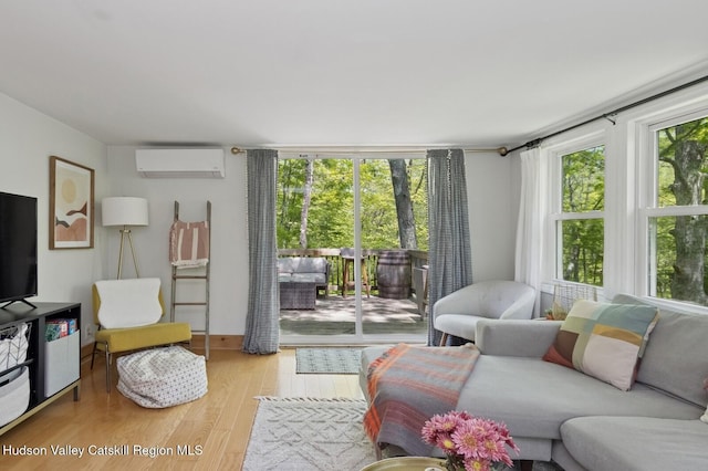 194 High Falls Rd, Saugerties, NY 12477 - living area featuring an AC wall unit and wood finished floors