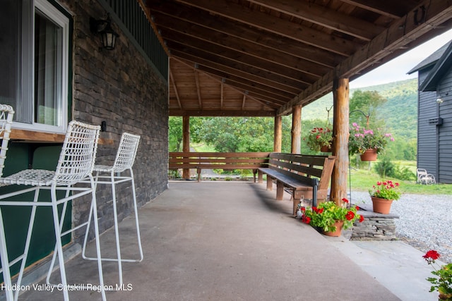 394 Macmore Rd, Roxbury, NY 12474 - view of patio / terrace featuring a mountain view