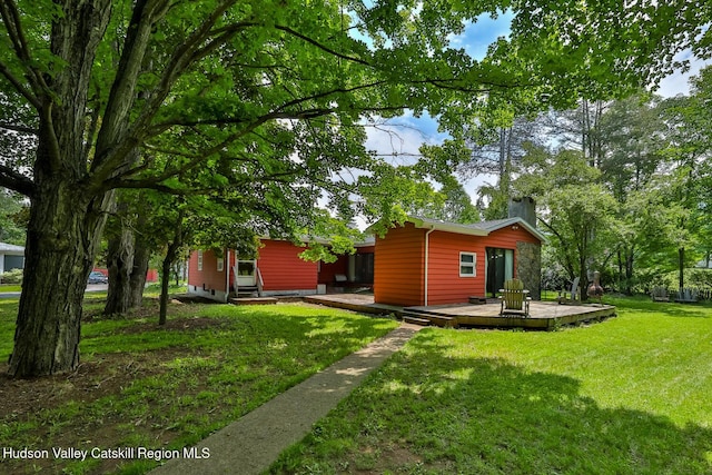 18 Maplewood Ave, Windham, NY 12496 - view of grassy yard featuring a wooden deck