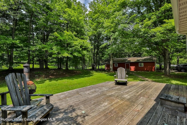 18 Maplewood Ave, Windham, NY 12496 - wooden terrace featuring a yard and view of scattered trees