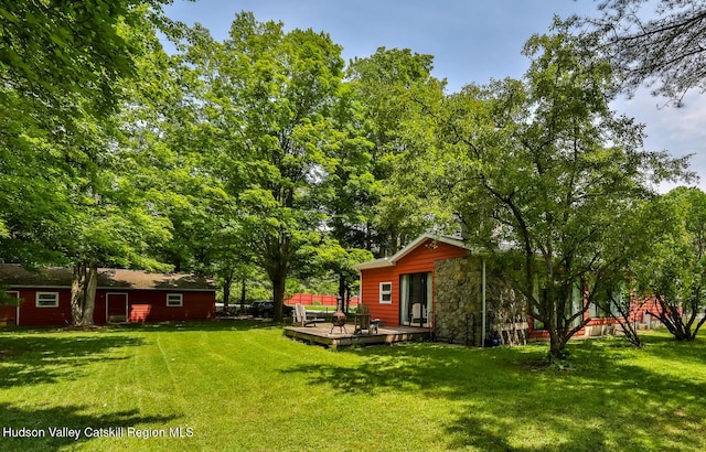 18 Maplewood Ave, Windham, NY 12496 - view of grassy yard with a deck