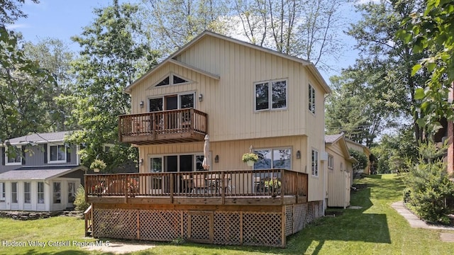 1024 Lakeview Rd, Copake, NY 12516 - back of house with a lawn, a balcony, and a deck