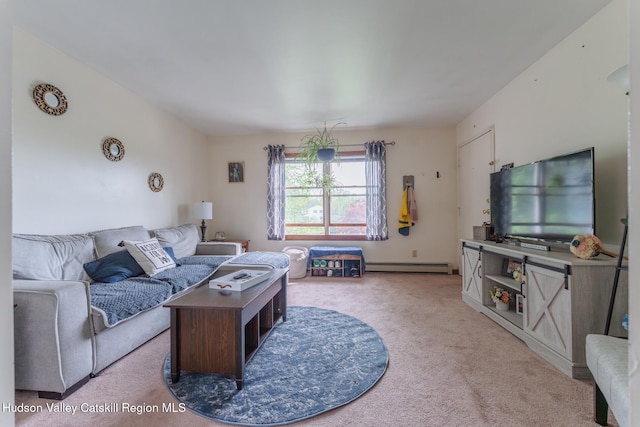 16 Fording Place Rd, Lake Katrine, NY 12449 - carpeted living room featuring a baseboard heating unit