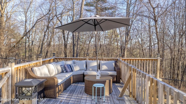 deck featuring an outdoor living space