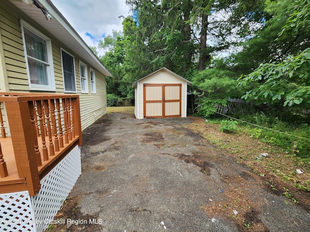 exterior space with a storage unit