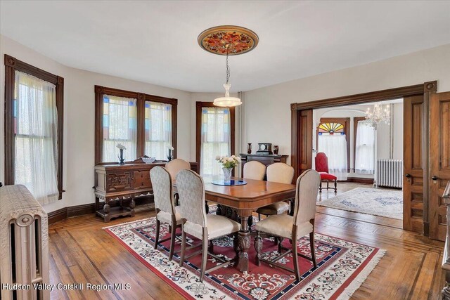 4930 State Route 81, Greenville, NY 12083 - dining space with radiator heating unit, baseboards, and wood finished floors