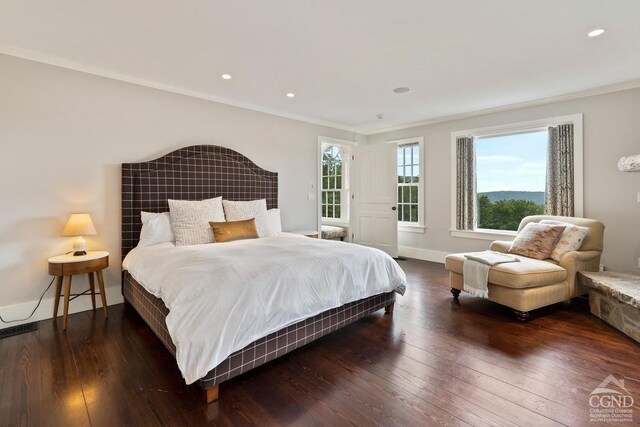 470 Harrington Dr, Austerlitz, NY 12017 - bedroom featuring crown molding, wood-type flooring, baseboards, and recessed lighting