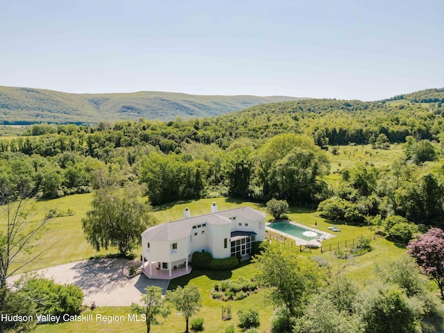 1114 County Route 3, Ancram, NY 12502 - aerial view of property and surrounding area with a heavily wooded area