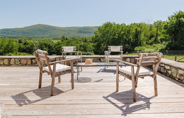 1114 County Route 3, Ancram, NY 12502 - wooden deck featuring a mountain view and a wooded view