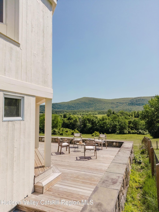 1114 County Route 3, Ancram, NY 12502 - wooden terrace featuring a wooded view