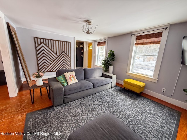 living room with wood-type flooring