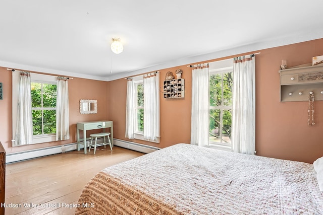 125 Bedell Rd, Poughkeepsie Town, NY 12603 - bedroom with multiple windows, wood finished floors, and a baseboard heating unit