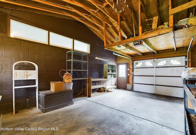 garage with a garage door opener