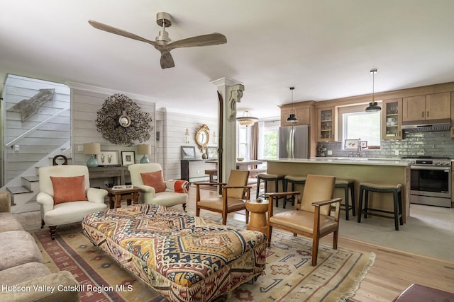 55 Ginger Rd, High Falls, NY 12440 - living room with a ceiling fan and light wood-type flooring