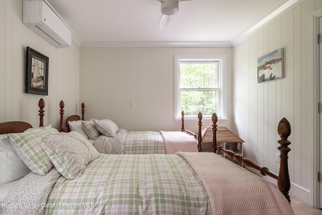 55 Ginger Rd, High Falls, NY 12440 - bedroom with an AC wall unit and ornamental molding