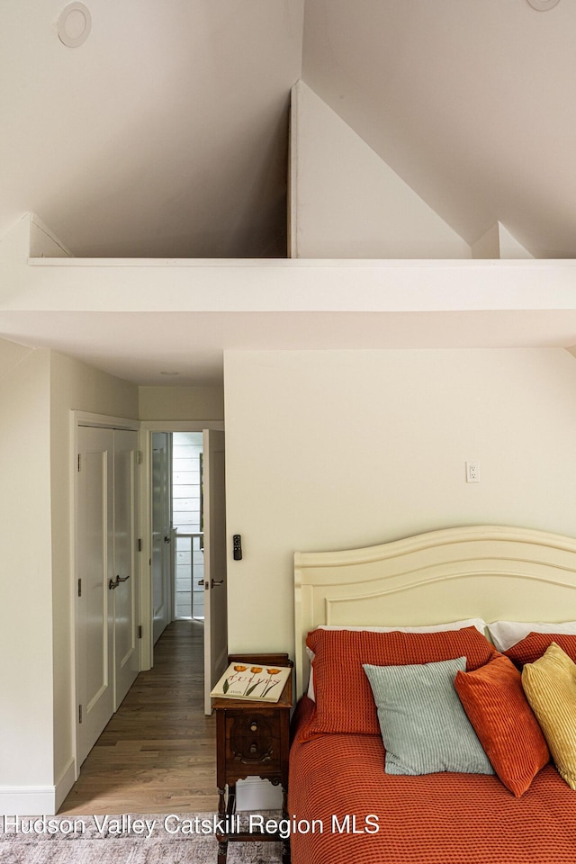 55 Ginger Rd, High Falls, NY 12440 - bedroom featuring wood finished floors, lofted ceiling, and baseboards