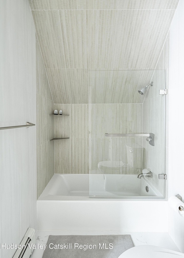 55 Ginger Rd, High Falls, NY 12440 - full bathroom featuring a baseboard radiator, bathing tub / shower combination, and toilet