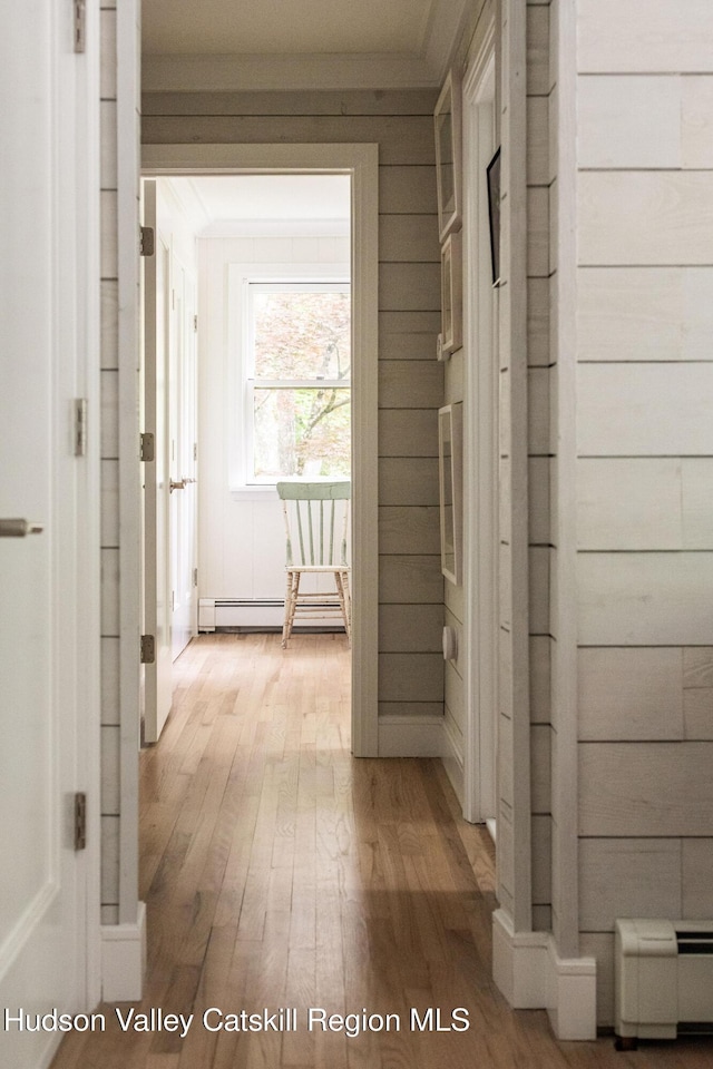 55 Ginger Rd, High Falls, NY 12440 - hallway featuring a baseboard heating unit and light wood-style floors