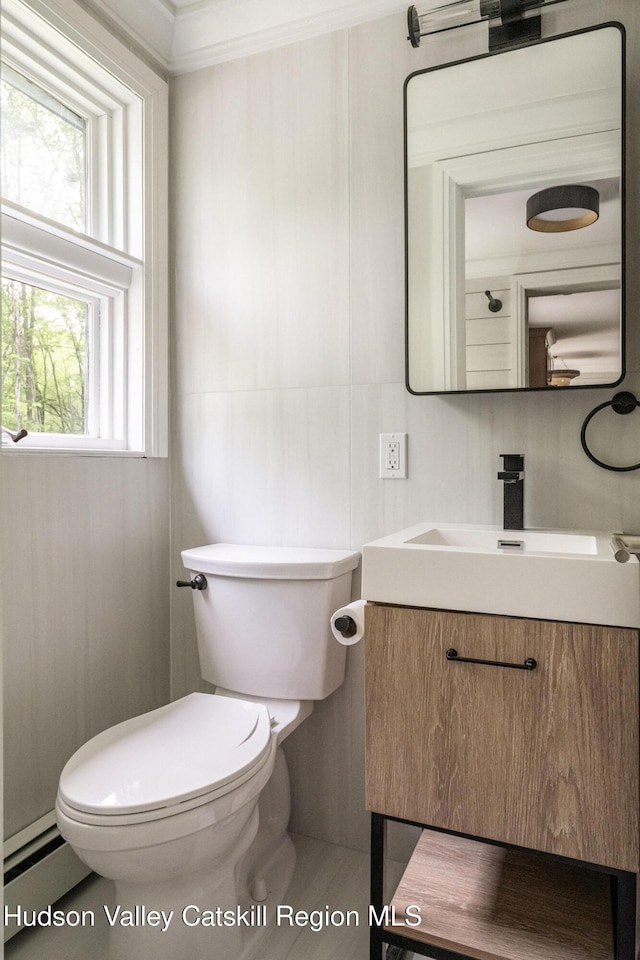55 Ginger Rd, High Falls, NY 12440 - bathroom featuring a baseboard heating unit, vanity, and toilet