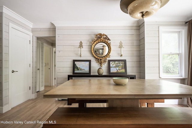 55 Ginger Rd, High Falls, NY 12440 - dining space with wood finished floors, ornamental molding, and wood walls
