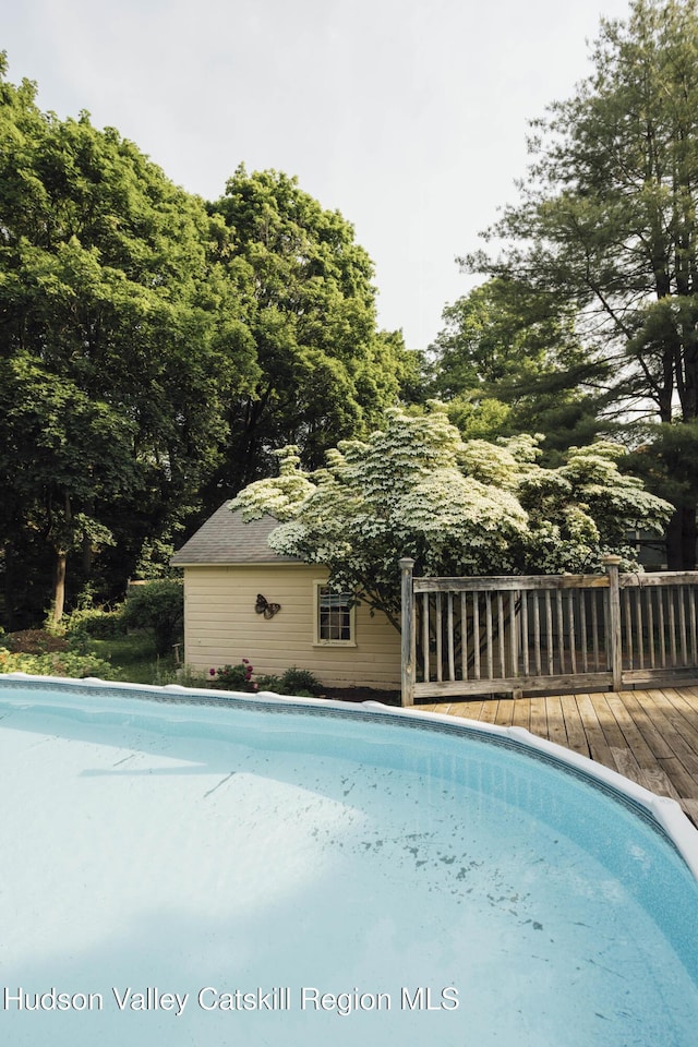 50 Payn Ave, Chatham, NY 12037 - swimming pool featuring a wooden deck