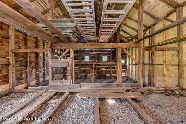 misc room with lofted ceiling