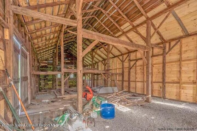 misc room with lofted ceiling