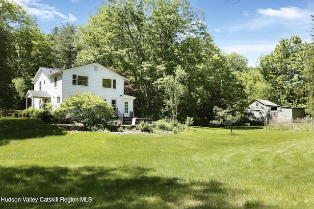 1130 Sawkill Rd, Kingston, NY 12401 - view of grassy yard featuring a wooden deck