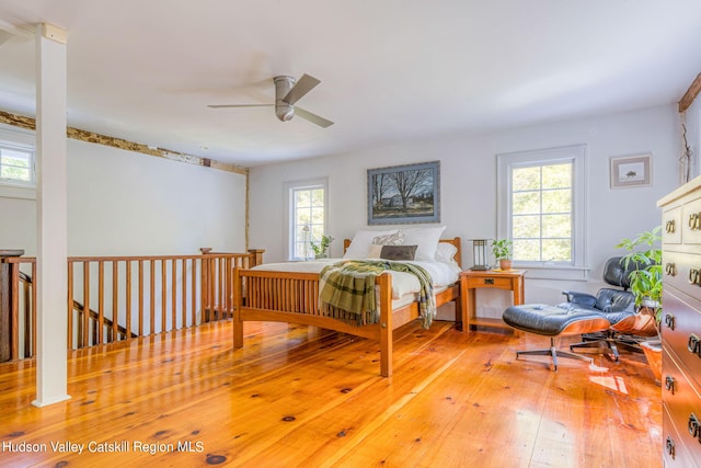 bedroom featuring light wood-style flooring