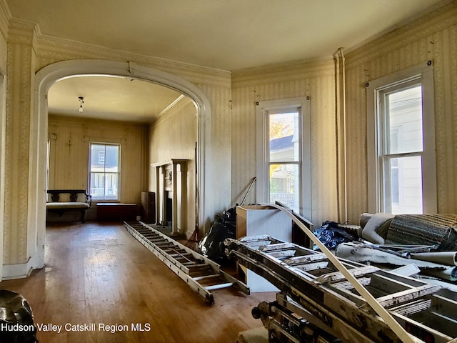 misc room with dark hardwood / wood-style floors