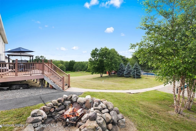 10 Sutton Ln, Goshen, NY 10924 - view of green lawn featuring a gazebo and a wooden deck