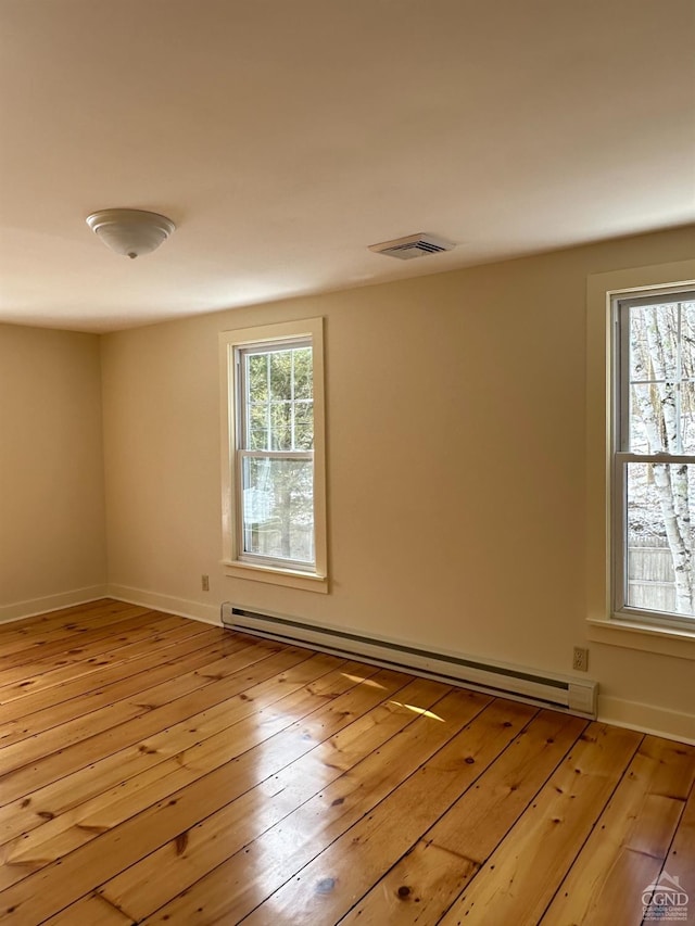 477 Fog Hill Rd, Austerlitz, NY 12017 - unfurnished room featuring a baseboard radiator, healthy amount of natural light, light wood-type flooring, and baseboards