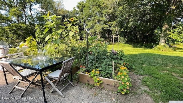 3766 US Route 9, Hudson, NY 12534 - view of patio with a vegetable garden, view of scattered trees, and outdoor dining space
