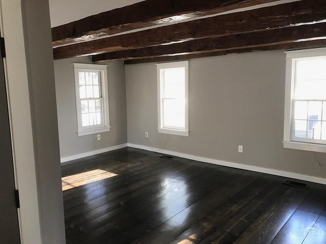 11293 Rte 32, Greenville, NY 12083 - spare room featuring plenty of natural light, dark wood finished floors, and beam ceiling