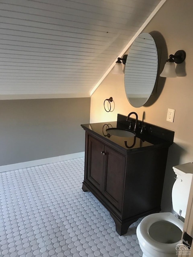 11293 Rte 32, Greenville, NY 12083 - bathroom with vanity, vaulted ceiling, and wood ceiling