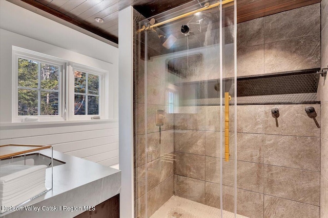 bathroom with an enclosed shower