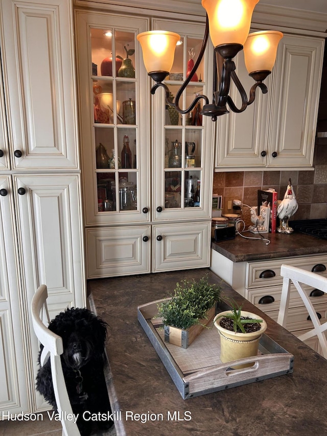 interior space featuring backsplash