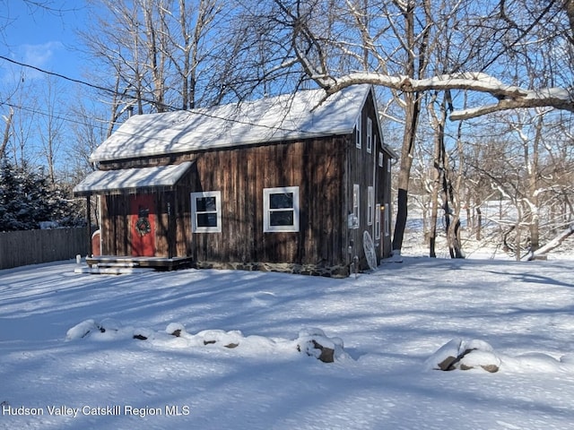 view of snow covered structure