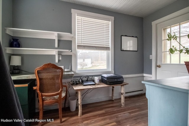 22 Hill St, Napanoch, NY 12458 - office with wood finished floors and a baseboard radiator