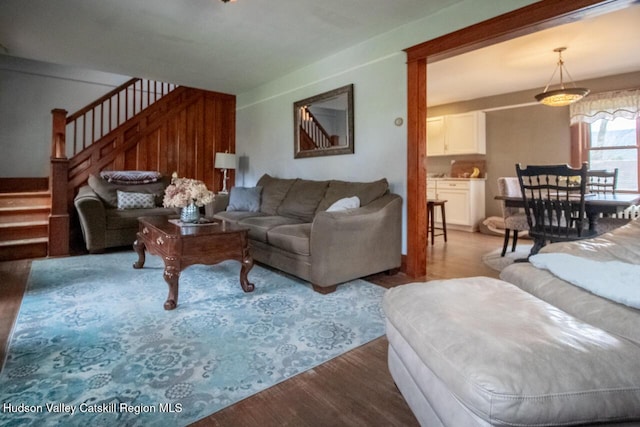 22 Hill St, Napanoch, NY 12458 - living area with stairs and wood finished floors