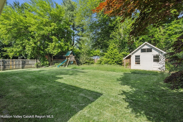 6 Stevens Ct, Saugerties, NY 12477 - view of yard featuring a playground and an outdoor structure