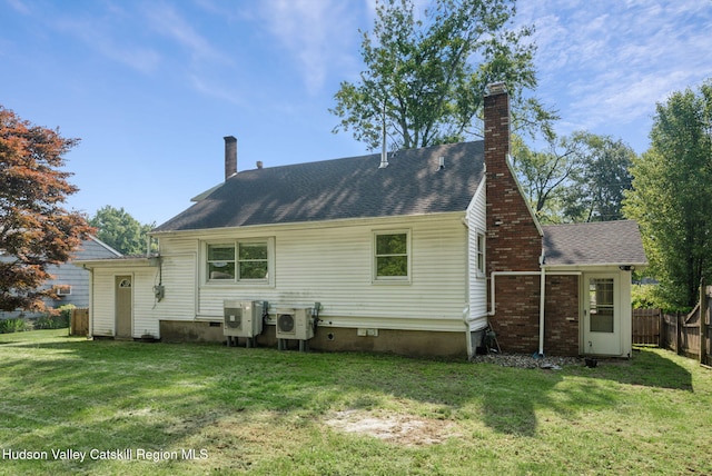 6 Stevens Ct, Saugerties, NY 12477 - rear view of house with a chimney, a cooling unit, and roof with shingles
