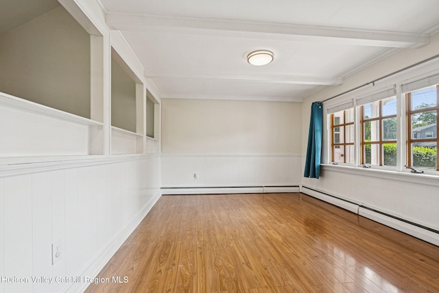 6 Stevens Ct, Saugerties, NY 12477 - empty room with wood finished floors, beam ceiling, and wainscoting