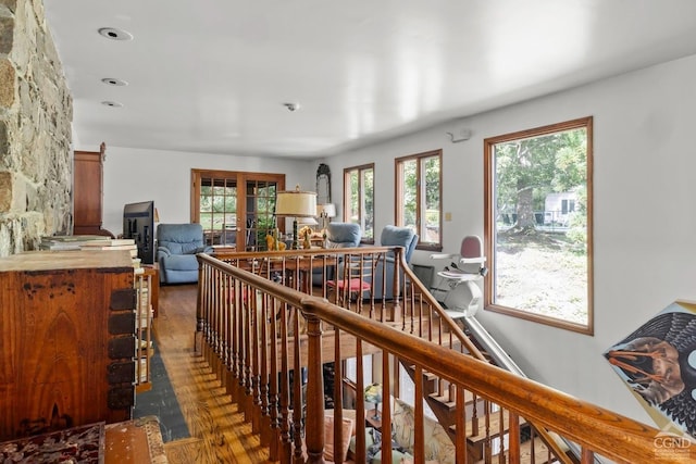 7951 State Route 22, Copake, NY 12516 - hall featuring french doors, wood finished floors, and an upstairs landing