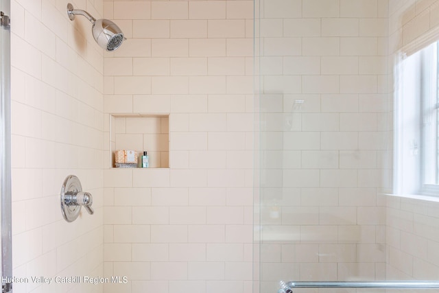 interior details with tiled shower