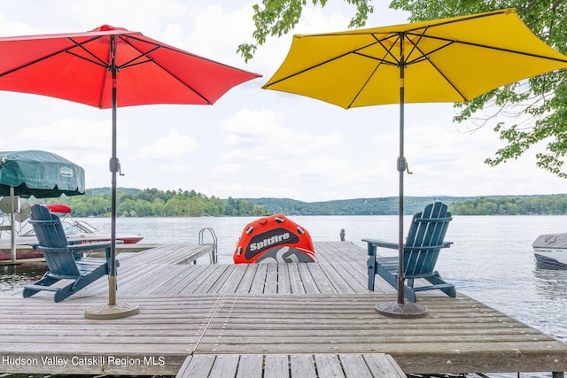 view of dock featuring a water view