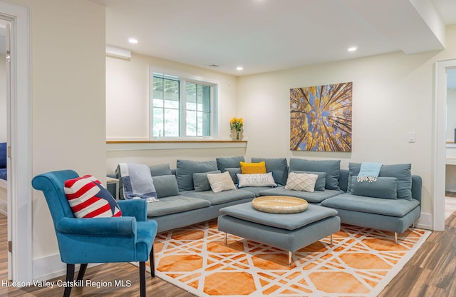 living room with hardwood / wood-style floors