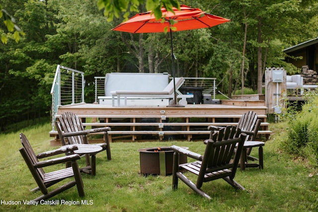 1199 W Highland Rd, Hobart, NY 13788 - view of grassy yard with an outdoor fire pit