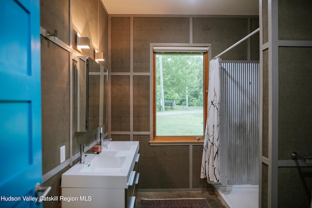 1199 W Highland Rd, Hobart, NY 13788 - full bathroom featuring double vanity and a shower with curtain